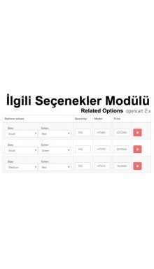 Opencart 2.x İlgili Seçenekler (related options)