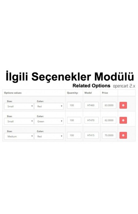 Opencart 2.x İlgili Seçenekler (related options)