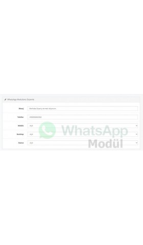 Whatsapp Sipariş Modülü