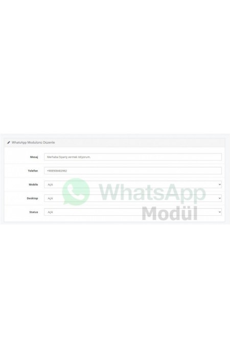 Whatsapp Sipariş Modülü