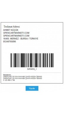 Opencart Kargo Etiketi Modülü